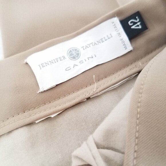 Jennifer Tattenelli Casini Tan Cropped Ankle Pants SIZE 42 / 6 Embellished Pocke - Picture 10 of 12